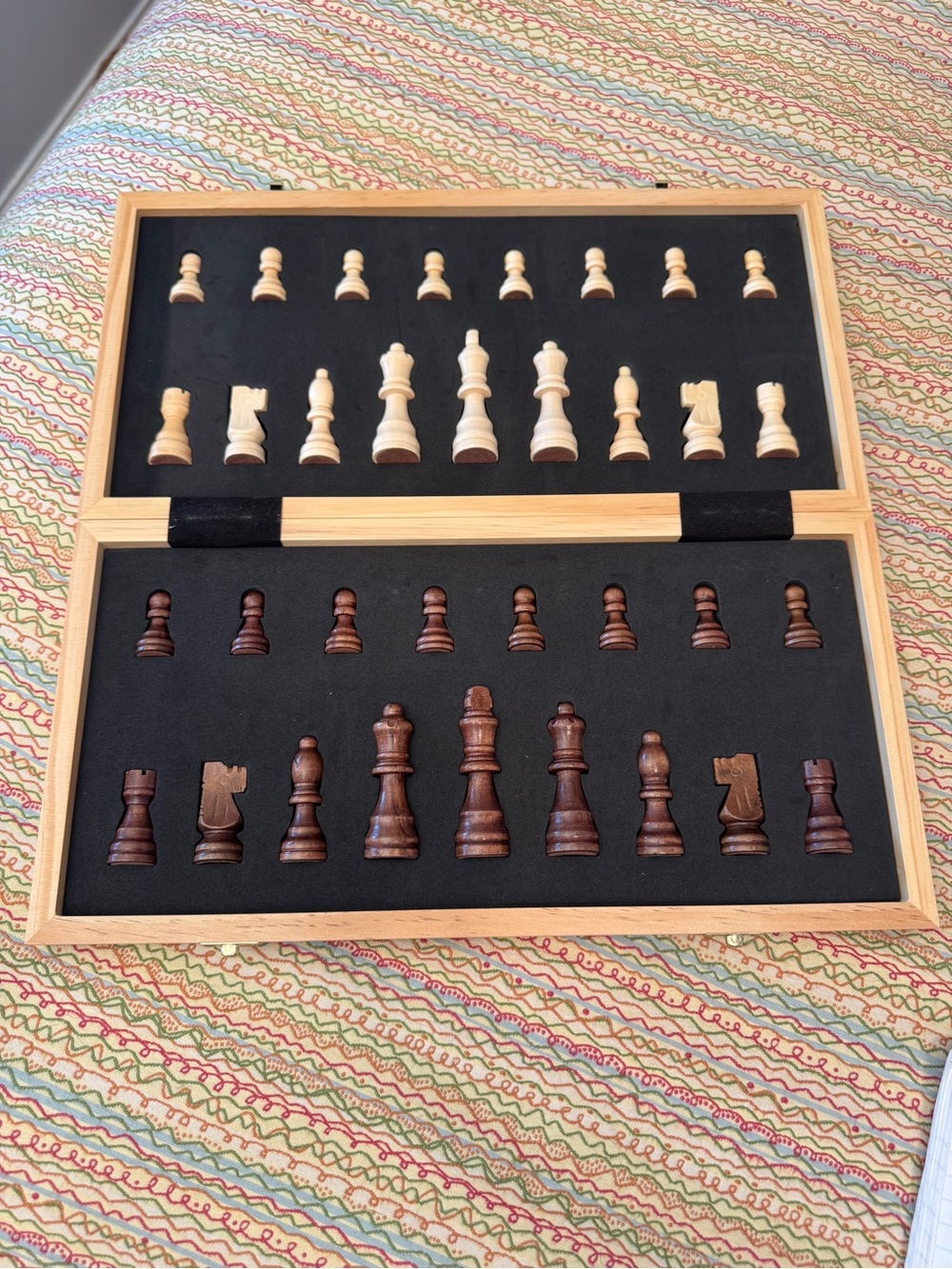 Premium 15.5” Wooden Chess Set with Folding Storage Board & Foam Slots magnetic